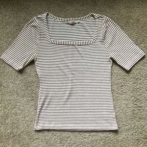 Faherty White and Gray Fitted T-Shirt with Short Sleeves